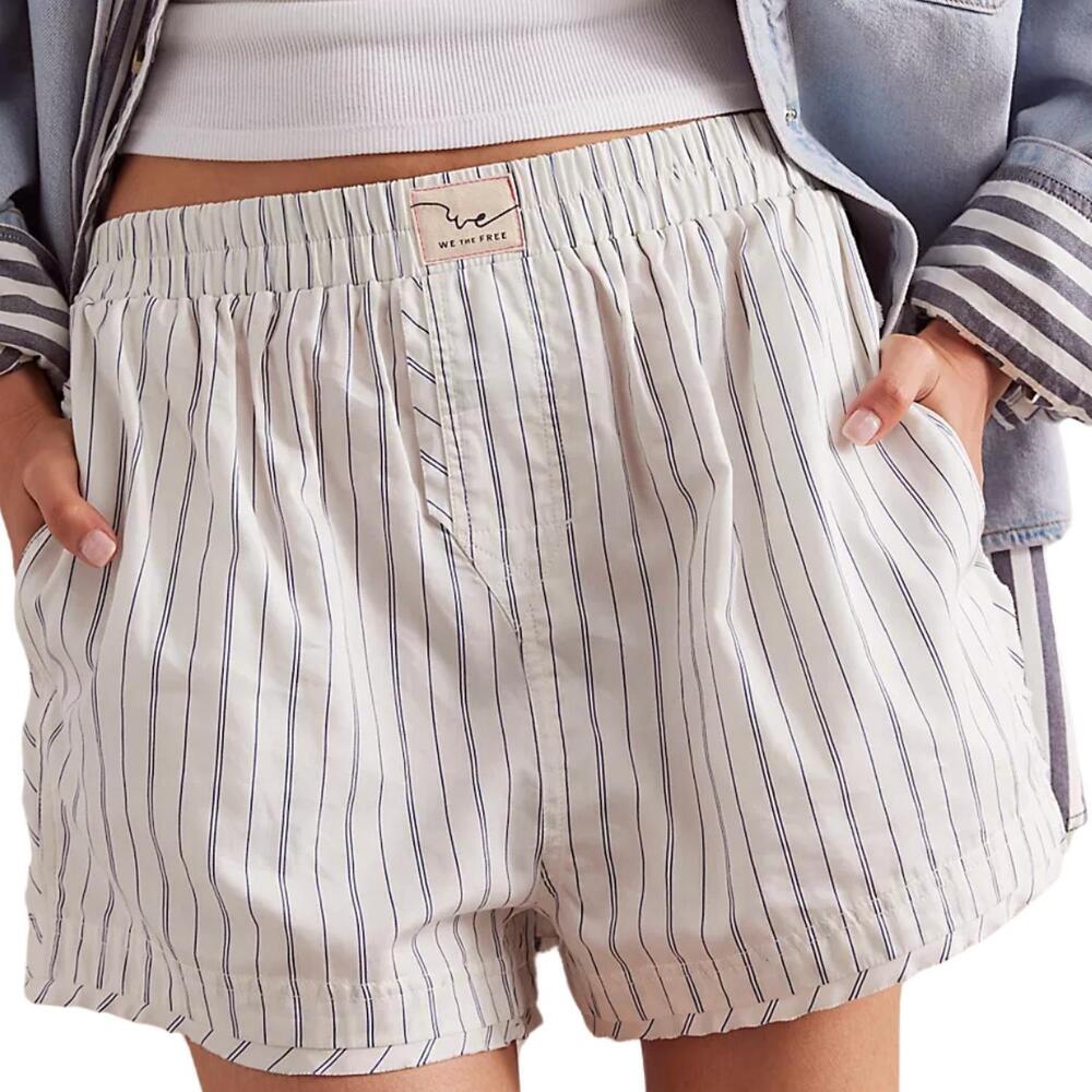 NEW FREE PEOPLE day to day striped boxers in ivory combo